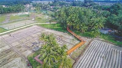 中國僑網(wǎng)萬寧山根鎮(zhèn)大石嶺村風(fēng)光如畫。本報記者 袁琛 攝