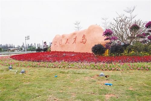 中國僑網(wǎng)高速公路潮連出入口花團錦簇。