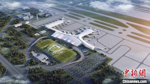 中國僑網(wǎng)擴(kuò)建完成后的揭陽潮汕機(jī)場效果圖(無虛線標(biāo)識) 廣東機(jī)場集團(tuán)供圖