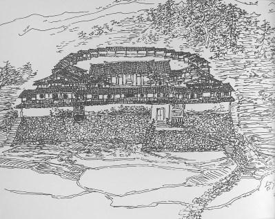 中國僑網(wǎng)王鵬飛寫生作品《尤溪臺溪茂荊堡》