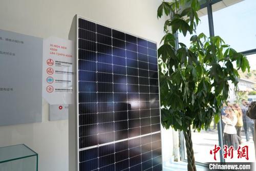 中國僑網(wǎng)圖為單晶硅棒應用項目展示。 劉湃 攝