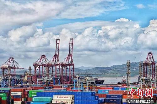 中國僑網(wǎng)寧波舟山港生產作業(yè)場景 高雪峰 攝