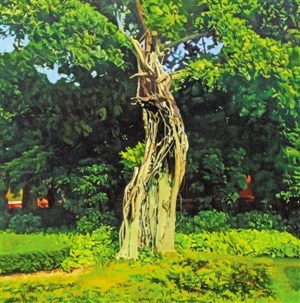 中國僑網(wǎng)陳建中作品《園中榕樹》