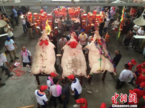 圖為抬大公活動現(xiàn)場。(王林