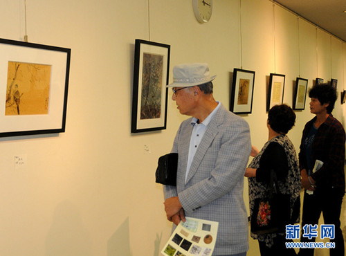 日本參觀者專注觀賞展品(新華社記者馬興華攝)