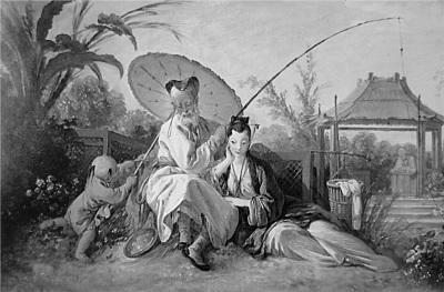 中國僑網(wǎng)法國畫家布歇作品《結(jié)伴釣魚的中國人》 (油畫)