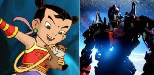 中國僑網(wǎng)資料圖片:哪吒與變形金剛(圖片來源:香港《南華早報》網(wǎng)站)