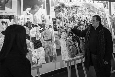 中國僑網(wǎng)帕赫展示作品。實習生 陳儼 新華報業(yè)視覺中心記者 萬程鵬 攝